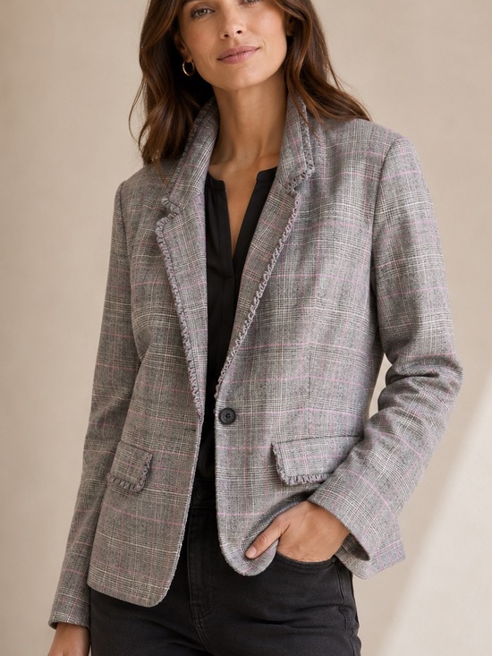 CeCe Jackets & Blazers - CeCe Pink and Gray Plaid Blazer 14